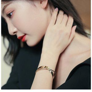 Exaggerated Grade Separation Copper Gold Bracelet